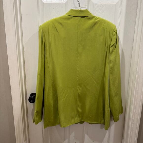 VTG Silks By Joan Leslie Blazer & Shirt Green Floral 100% Silk Womens Size 16/18 - Picture 2 of 14